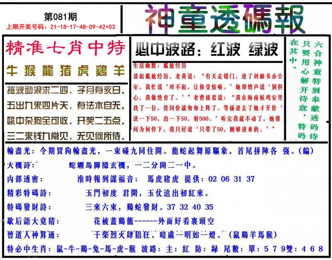 081期神童透码报[图]